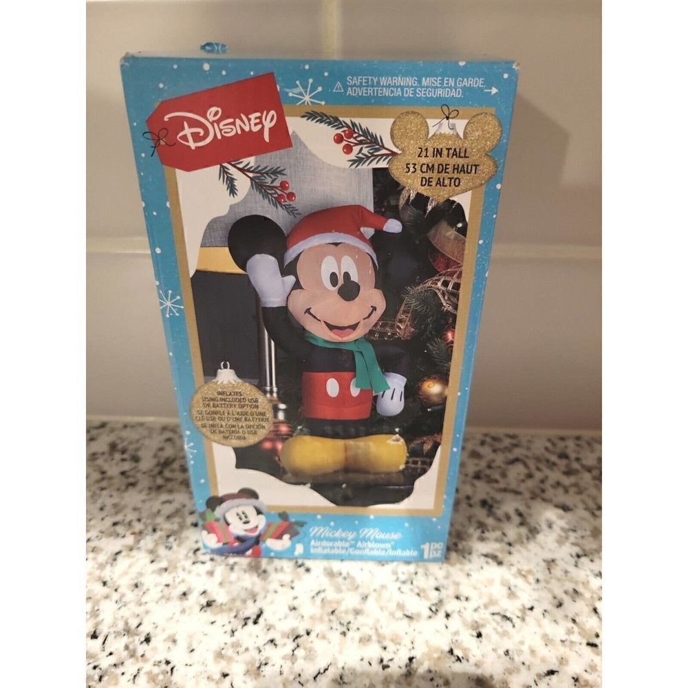MICKEY MOUSE AIRDORABLE AIRBLOWN INFLATABLE 21” TALL FOR TABLETOP OR MANTLE NEW